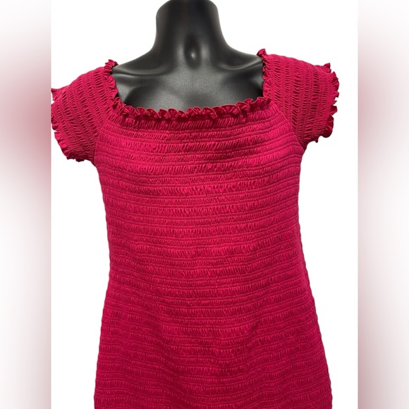 GAP Smocked Mini Dress in Pomegranate Pink | NWT Size Large - Picture 2 of 9